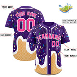 Custom Purple Ice Cream Cone Graffiti Pattern Fashion Authentic Baseball Jersey