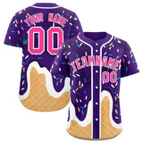 Custom Purple Ice Cream Cone Graffiti Pattern Fashion Authentic Baseball Jersey