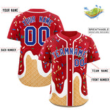 Custom Red Ice Cream Cone Graffiti Pattern Fashion Authentic Baseball Jersey
