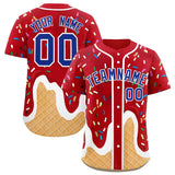 Custom Red Ice Cream Cone Graffiti Pattern Fashion Authentic Baseball Jersey