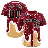 Custom Crimson Ice Cream Cone Graffiti Pattern Fashion Authentic Baseball Jersey