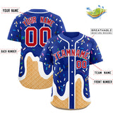 Custom Royal Ice Cream Cone Graffiti Pattern Fashion Authentic Baseball Jersey