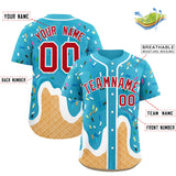 Custom Sky Blue Ice Cream Cone Graffiti Pattern Fashion Authentic Baseball Jersey