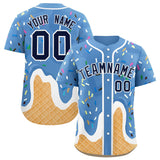 Custom Powder Blue Ice Cream Cone Graffiti Pattern Fashion Authentic Baseball Jersey