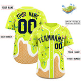 Custom Fluorescent Green Ice Cream Cone Graffiti Pattern Fashion Authentic Baseball Jersey
