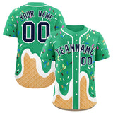 Custom Brilliant Green Ice Cream Cone Graffiti Pattern Fashion Authentic Baseball Jersey