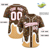 Custom Brown Ice Cream Cone Graffiti Pattern Fashion Authentic Baseball Jersey