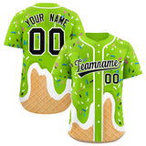 Custom Neon Green Ice Cream Cone Graffiti Pattern Fashion Authentic Baseball Jersey