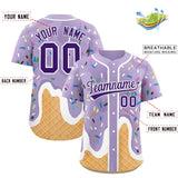 Custom Light Purple Ice Cream Cone Graffiti Pattern Fashion Authentic Baseball Jersey