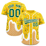 Custom Gold Ice Cream Cone Graffiti Pattern Fashion Authentic Baseball Jersey