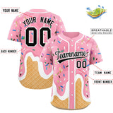 Custom Light Pink Ice Cream Cone Graffiti Pattern Fashion Authentic Baseball Jersey