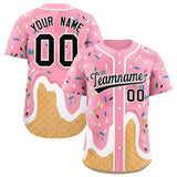 Custom Light Pink Ice Cream Cone Graffiti Pattern Fashion Authentic Baseball Jersey