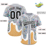 Custom Gray Ice Cream Cone Graffiti Pattern Fashion Authentic Baseball Jersey