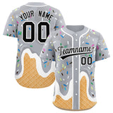 Custom Gray Ice Cream Cone Graffiti Pattern Fashion Authentic Baseball Jersey