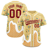 Custom Khaki Ice Cream Cone Graffiti Pattern Fashion Authentic Baseball Jersey