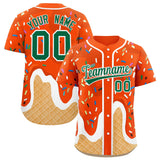 Custom Orange Ice Cream Cone Graffiti Pattern Fashion Authentic Baseball Jersey