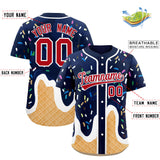 Custom Navy Ice Cream Cone Graffiti Pattern Fashion Authentic Baseball Jersey