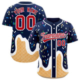 Custom Navy Ice Cream Cone Graffiti Pattern Fashion Authentic Baseball Jersey