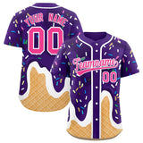 Custom Purple Ice Cream Cone Graffiti Pattern Fashion Authentic Baseball Jersey