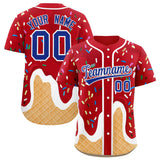 Custom Red Ice Cream Cone Graffiti Pattern Fashion Authentic Baseball Jersey