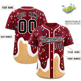 Custom Crimson Ice Cream Cone Graffiti Pattern Fashion Authentic Baseball Jersey