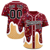 Custom Crimson Ice Cream Cone Graffiti Pattern Fashion Authentic Baseball Jersey