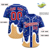 Custom Royal Ice Cream Cone Graffiti Pattern Fashion Authentic Baseball Jersey