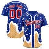 Custom Royal Ice Cream Cone Graffiti Pattern Fashion Authentic Baseball Jersey