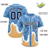 Custom Powder Blue Ice Cream Cone Graffiti Pattern Fashion Authentic Baseball Jersey