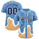 Custom Powder Blue Ice Cream Cone Graffiti Pattern Fashion Authentic Baseball Jersey