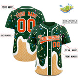 Custom Green Ice Cream Cone Graffiti Pattern Fashion Authentic Baseball Jersey