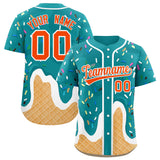 Custom Aqua Ice Cream Cone Graffiti Pattern Fashion Authentic Baseball Jersey