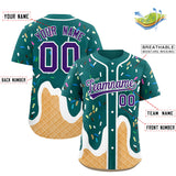Custom Aqua Ice Cream Cone Graffiti Pattern Fashion Authentic Baseball Jersey