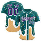 Custom Aqua Ice Cream Cone Graffiti Pattern Fashion Authentic Baseball Jersey