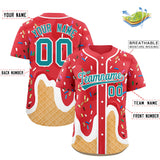 Custom Light Red Ice Cream Cone Graffiti Pattern Fashion Authentic Baseball Jersey