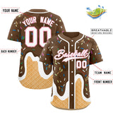 Custom Brown Ice Cream Cone Graffiti Pattern Fashion Authentic Baseball Jersey