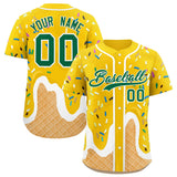 Custom Gold Ice Cream Cone Graffiti Pattern Fashion Authentic Baseball Jersey