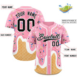 Custom Light Pink Ice Cream Cone Graffiti Pattern Fashion Authentic Baseball Jersey