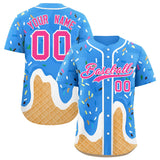 Custom Powder Blue Ice Cream Cone Graffiti Pattern Fashion Authentic Baseball Jersey