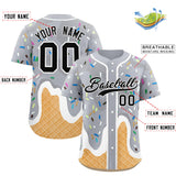 Custom Gray Ice Cream Cone Graffiti Pattern Fashion Authentic Baseball Jersey