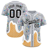 Custom Gray Ice Cream Cone Graffiti Pattern Fashion Authentic Baseball Jersey