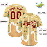 Custom Khaki Ice Cream Cone Graffiti Pattern Fashion Authentic Baseball Jersey