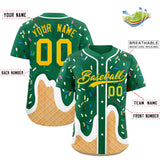 Custom Kelly Green Ice Cream Cone Graffiti Pattern Fashion Authentic Baseball Jersey