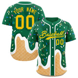 Custom Kelly Green Ice Cream Cone Graffiti Pattern Fashion Authentic Baseball Jersey