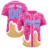 Custom Pink Ice Cream Cone Graffiti Pattern Fashion Authentic Baseball Jersey