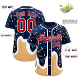 Custom Navy Ice Cream Cone Graffiti Pattern Fashion Authentic Baseball Jersey