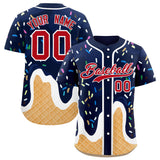 Custom Navy Ice Cream Cone Graffiti Pattern Fashion Authentic Baseball Jersey