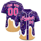 Custom Purple Ice Cream Cone Graffiti Pattern Fashion Authentic Baseball Jersey