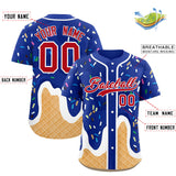 Custom Royal Ice Cream Cone Graffiti Pattern Fashion Authentic Baseball Jersey