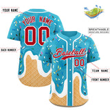Custom Sky Blue Ice Cream Cone Graffiti Pattern Fashion Authentic Baseball Jersey